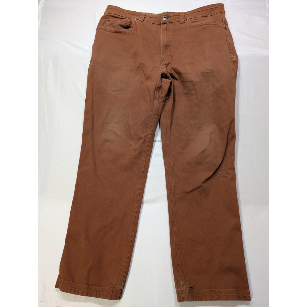 Duluth Trading Co Mens 34/30 Flex Fire Hose Relaxed Fit Pants Brown Work Canvas